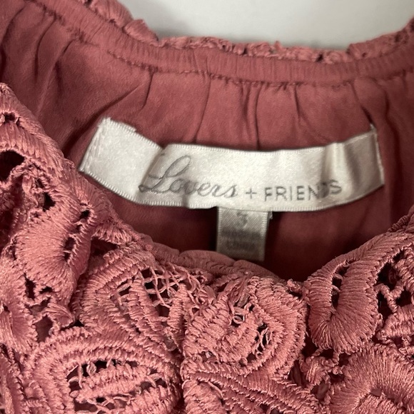 Lovers + Friends DREAM VACAY DRESS In Mauve Pink S Off Shoulder Revolve Lace - Picture 5 of 16
